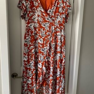 Orange Dress W/ Floral Detail & Nursing Friendly!